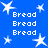 Blue background with white stars and repeated 'Bread' text in pixelated font.