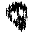 Four pixelated black-and-white icons arranged in a , each with irregularly shaped dark regions against light backgrounds