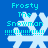 Blue background with four identical pixelated snowman icons arranged in a , each labeled "Frosty The Snowman" above and multiple exclamation marks below