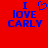Red background with blue text reading "I LOVE CARLY" and a pixelated heart symbol replacing the word "love" in the left view.