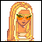 Pixel art contact sheet showing two frames of an animated buddy icon: a blonde woman with sunglasses on the left and red text "Summer Is Almost Here" on a gradient background on the right.