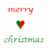 Two side-by-side pixelated text and heart icons with red-green color variations, displaying 'merry' above a heart and 'christmas' below.