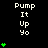 Static image with repeated text and green heart symbols on black background, showing multiple instances of "Pump It Up Yo" text and varying heart counts.