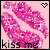 Animated contact sheet of a pink lip icon with 'kiss me' text and heart symbols, showing frame-by-frame animation changes in the lips and hearts.