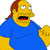 Pixelated character with yellow skin, brown hair, blue shirt, and open mouth showing red tongue and black interior, facing right against white background.