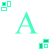 Animated contact sheet showing two frames of a green pixelated A-shaped icon with four small square elements in corners, each frame displaying different square arrangements.