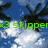 Animated sequence showing a blue sky with white clouds and dark tree silhouettes, where the text 'x3 skipper' changes color across frames.