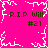 Static pixel art icon with bright pink background, white decorative borders, and repeated text elements.