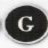 Black oval-shaped icon with a white stylized letter G in the center, featuring anti-aliased edges and subtle shading on the background.
