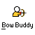 Pixel art character with white head and yellow body holding brown bow, arrow visible in first frame, no arrow in second frame.