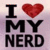 Static pixelated icon featuring bold black text and a red heart symbol on a light purple gradient background.