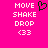 Pixelated text and symbols on a bright pink background with a black heart icon above the text.