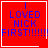 Red square icon with blue text reading "LOVED NICK FIRST!!!!!!" and a white border; two variations include small white symbols in the bottom-right corner.