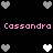 Pixelated icon with black background, pink text, and heart symbols in gray and white.