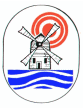Two animated frames of a windmill icon with red sun and blue water, showing rotation changes in the windmill blades.