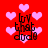 Red background with pink heart shapes and black text reading 'boy that dude' in four quadrants.