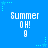 Blue background with repeated white pixelated text 'Summer OH! 9' and light blue star-shaped decorations.