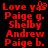 Red pixelated text on black background with a heart symbol replacing 'y' in 'Love yas', showing two identical frames side-by-side.