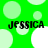 Green background with light green and white circles; four instances of the text "JESSICA" in black pixelated font.