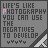 A contact sheet of 25 animated frames showing a pixel art icon with changing rainbow-colored text on a gray background, each frame displaying the phrase "LIFE'S LIKE PHOTOGRAPHY YOU CAN USE THE NEGATIVES TO DEVELOP" in varying color schemes and letter combinations.
