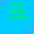 Blue background with green text reading 'live laugh JONAS' repeated in a pattern, surrounded by pink and purple star-shaped pixel clusters