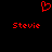 Red pixelated heart symbol above two instances of the name Stevie in red text on a black background.