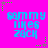 Bright pink background with blue pixelated text reading "sammy likes zack" repeated six times in a , surrounded by scattered green and gray star-shaped pixels
