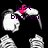 A pixelated animation of a white skeletal figure with a pink heart on its head, showing text changes and a partial body view against a black background.