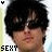 Animated contact sheet of a person with dark hair and sunglasses across 7 frames showing text animation from SEXY to SEXY to SEXY to SEXT to SX to SE to SEX