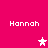Four instances of the name 'Hannah' in white pixelated text on a bright pink background, with two white and two pink star icons positioned between them.
