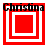 Four red square frames with white borders and central squares, each containing the text 'Christina' in black pixelated font above.