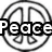 A static image with three distinct sections: a peace symbol, a heart with 'Love' text, and a smiley face with 'Happiness' text.