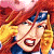 Pixelated image of a character with red hair and blue headband, mouth open in expression, next to green background with 'OriginalIcons.com' text.