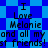Blue and dark blue pixelated background with repeated text "I Love Melanie and all my st friends!" in black pixelated font.