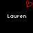 Red pixelated heart symbol above two identical white text labels on black background.