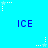 Blue background with repeated 'ICE' text and white star-shaped pixel art elements arranged in a pattern