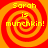 Four identical pixelated spiral patterns with yellow text reading "Sarah is munchkin!" on a red and orange background.