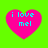 Four pink heart shapes on a bright green background, each containing light blue text reading "i love mel" in pixelated font.