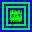 Four identical pixelated squares with green and blue borders display text 'Bump! Set! Spike!' in black font, arranged in a