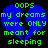 Two identical blue broken hearts with green text reading 'oops my dreams were ONLY meant for sleeping' on black background.