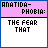 four and four displays a sequence where text transitions from 'THE FEAR THAT SOMEHOW' to 'THE FEAR THAT A DUCK IS WATCHING YOU', with color changes in the word 'DUCK'