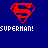 pixelated Superman-themed icons with red 'S' shields, blue backgrounds, and text variations including "SUPERMAN!" and "SAVE ME!"