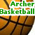 Green text 'Archer Basketball' and '#25' on a basketball background with visible seams.