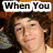 A four- of pixelated images showing a person with curly brown hair in different poses and expressions, each containing text above or below the image