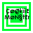 Green square icon with white and green layered borders displaying 'Cookie Monster' text in pixelated font, animated with shifting white and green background elements.