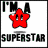 A 3x3 contact sheet of eight pixelated star icons in various colors, each with the text "I'M A SUPERSTAR" above and below a smiling star character on white background.