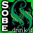 Animated green and black icon with 'SOBE' text, swirling teal-and-yellow snake-like creature, and 'drink it' below.