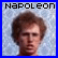 Pixelated image of a person with brown hair against a light blue background, bordered by solid blue frame and black text reading 'Napoleon' at top.