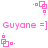 Pixelated pink icon with repeating 'Guyane =]' text and small square-dot patterns on white background.