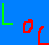 Blue background with red and green L-shaped and diamond-shaped pixelated symbols in two distinct sections, one above a gray horizontal bar and one below.